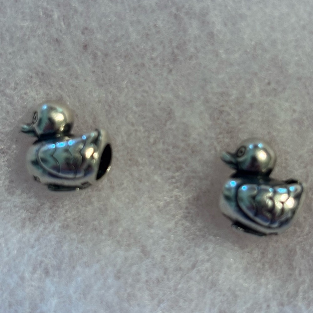 Brighton Silver duck charms with Intricate Textured Design